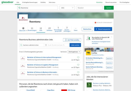 
                            13. Jobs für Reemtsma Business administration | Glassdoor.de