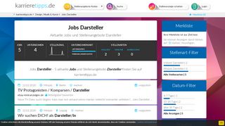 
                            7. Jobs und Stellenanzeigen Darsteller - auf karrieretipps.de