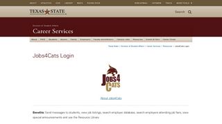 
                            10. Jobs4Cats Login : Career Services : Texas State University