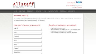 
                            2. Jobseeker Sign Up | Jobs Malaysia, Penang, Kuala Lumpur - Allstaff ...