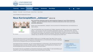 
                            10. Jobteaser - Detailansicht: Universität Hohenheim