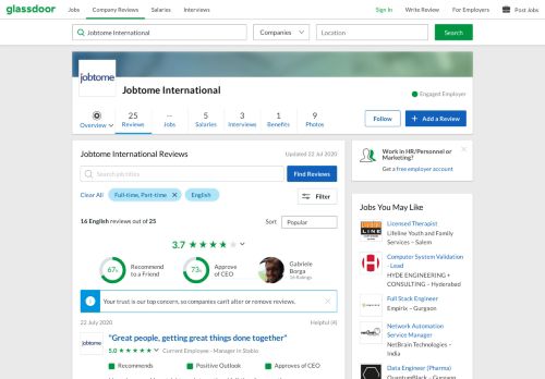 
                            4. Jobtome International Reviews | Glassdoor.co.in