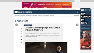 
                            13. Jochen Schweizer pumpt mehr Geld in Mitmach-Plattform ...