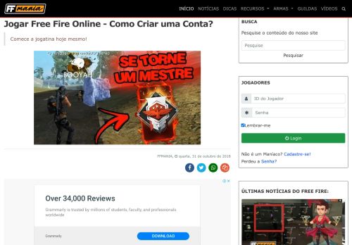 
                            11. Jogar Free Fire Online - Como Criar uma Conta? - Free Fire Mania