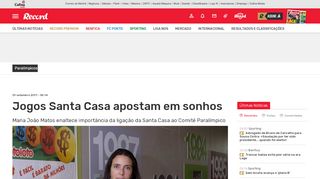 
                            8. Jogos Santa Casa apostam em sonhos - Paralímpicos - Jornal Record