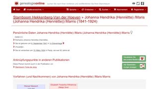 
                            6. Johanna Hendrika (Henriëtte) /Maris Marris - Genealogie Online