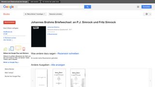 
                            11. Johannes Brahms Briefwechsel: an P.J. Simrock und Fritz Simrock