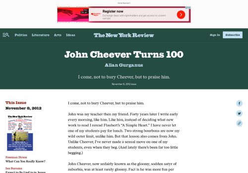 
                            9. John Cheever Turns 100 | by Allan Gurganus | The New York Review ...