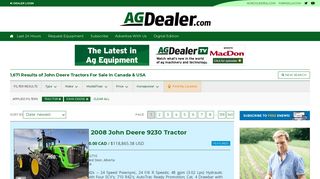 
                            10. John Deere Tractors For Sale in Canada & USA | AgDealer