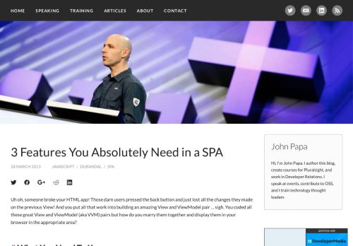 
                            8. John Papa: 3 Features You Absolutely Need in a SPA