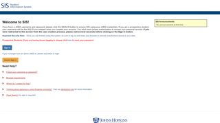 
                            11. Johns Hopkins University - SIS (Student Information System)