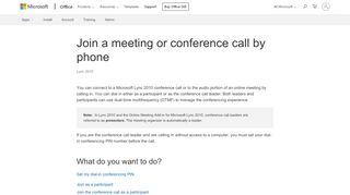 
                            12. Join a meeting or conference call by phone - Lync - Office Support