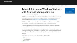
                            10. Join a new Windows 10 device with Azure AD during a first run ...
