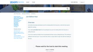 
                            9. Join Before Host – Zoom Help Center - Zoom Support