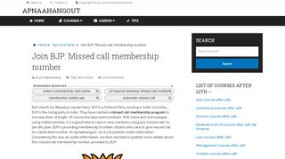 
                            12. Join BJP: Missed call membership number-Apnaahangout