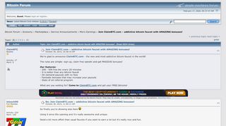 
                            3. Join ClaimBTC.com – addictive bitcoin faucet with AMAZING bonuses ...