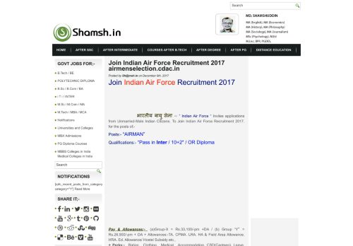 
                            6. Join Indian Air Force Recruitment 2017 airmenselection.cdac.in ...