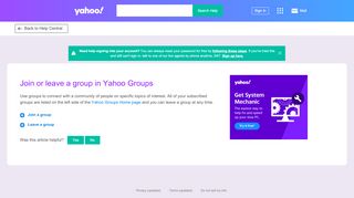 
                            1. Join or leave a group in Yahoo Groups | Yahoo Help - SLN2416