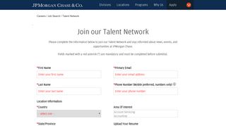 
                            5. Join our Talent Community | JPMorgan Chase - JP Morgan Chase