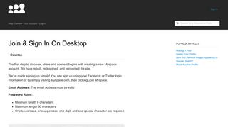 
                            4. Join & Sign in on Desktop - Myspace help center