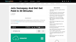 
                            7. Join Somapay And Get Get Paid In 30 Minutes | Gurusplaza