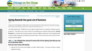 
                            8. Join Spring Rewards: Get $50 free - Chicago on the Cheap