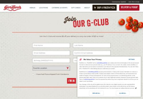 
                            9. Join the G-Club | Giordano's Coupons and Updates