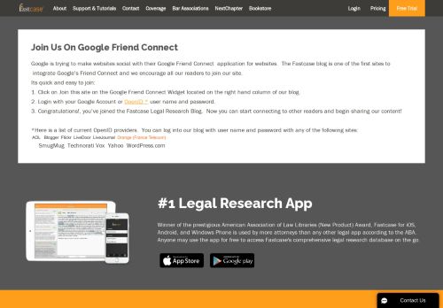 
                            13. Join Us On Google Friend Connect | Fastcase