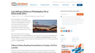 
                            4. Join VMware Zimbra in Philadelphia, PA at EDUCAUSE 2011 - Zimbra ...