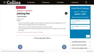 
                            8. Joining fee definition and meaning | Collins English Dictionary