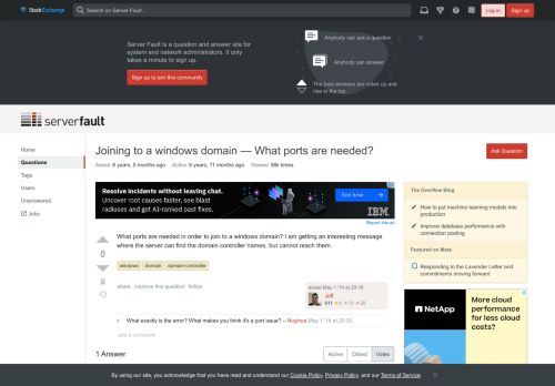 
                            13. Joining to a windows domain -- What ports are needed? - Server Fault