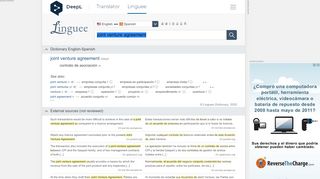 
                            3. joint venture agreement - Spanish translation – Linguee