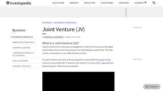 
                            11. Joint Venture - JV - Investopedia