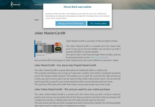 
                            1. Joker MasterCard® - Novum Bank