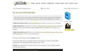 
                            11. JoliCode - Do not use FOSUserBundle