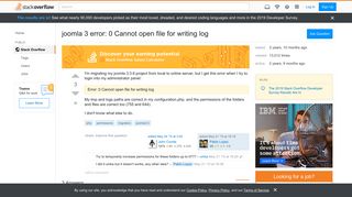 
                            5. joomla 3 error: 0 Cannot open file for writing log - Stack Overflow