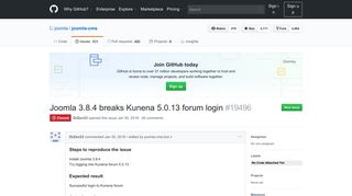 
                            13. Joomla 3.8.4 breaks Kunena 5.0.13 forum login · Issue #19496 ...