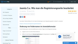 
                            3. Joomla 3.x. Wie man die Registrierungsseite bearbeitet - Hilfe von ...