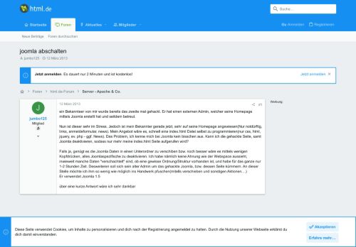 
                            12. joomla abschalten | html.de - HTML für Anfänger und Fortgeschrittene