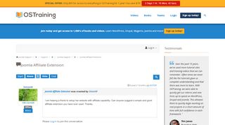 
                            12. Joomla Affiliate Extension - [OSTraining Support Forum]