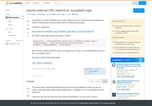 
                            10. Joomla external URL redirect on successful login - Stack Overflow