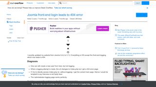 
                            9. Joomla front-end login leads to 404 error - Stack Overflow