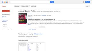 
                            10. Joomla! Start to Finish: How to Plan, Execute, and Maintain Your ... - Google Books Result