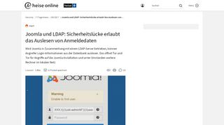 
                            13. Joomla und LDAP: Sicherheitslücke erlaubt das Auslesen von ... - Heise