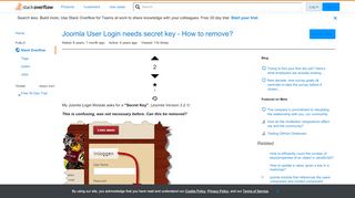 
                            9. Joomla User Login needs secret key - How to remove? - Stack Overflow