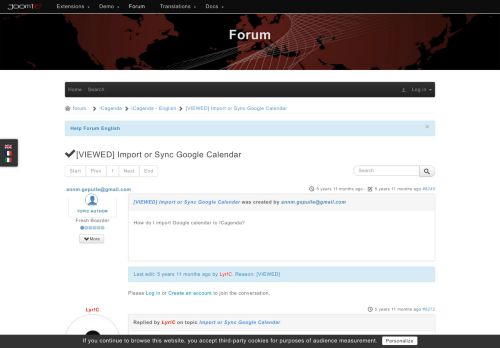 
                            13. JoomliC - [VIEWED] Import or Sync Google Calendar - Jooml!C FORUM