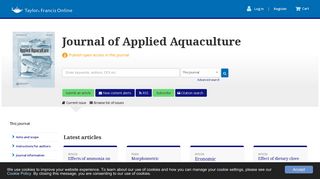 
                            8. Journal of Applied Aquaculture: Vol 31, No 1 - Taylor & Francis Online