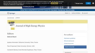 
                            4. Journal of High Energy Physics (JHEP) (Editorial Board) - Springer