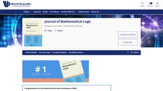 
                            6. Journal of Mathematical Logic - World Scientific
