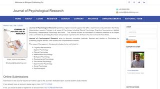 
                            4. Journal of Psychological Research - Bilingual Publishing Co.